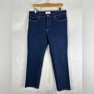 MANGO Jeans High Rise Straight Leg Dark Indigo Wash Women's 10‎ Classic